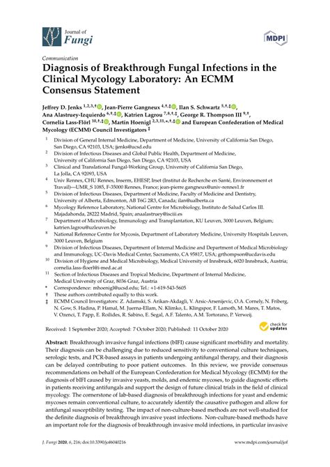 Pdf Diagnosis Of Breakthrough Fungal Infections In The Clinical