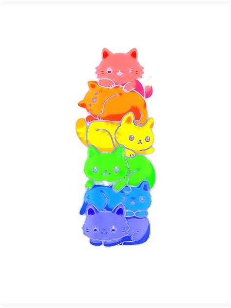 Gay Pride Cat LGBT Kawaii Cats Pile Cute Anime Rainbow Flag Art Print