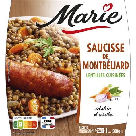 Marie Saucisses De Montb Liard Et Lentilles Cuisin Es G Pas Cher