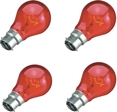 8 X 60W Red Fireglow Light Bulbs Bayonet BC B22 For Flame Effect