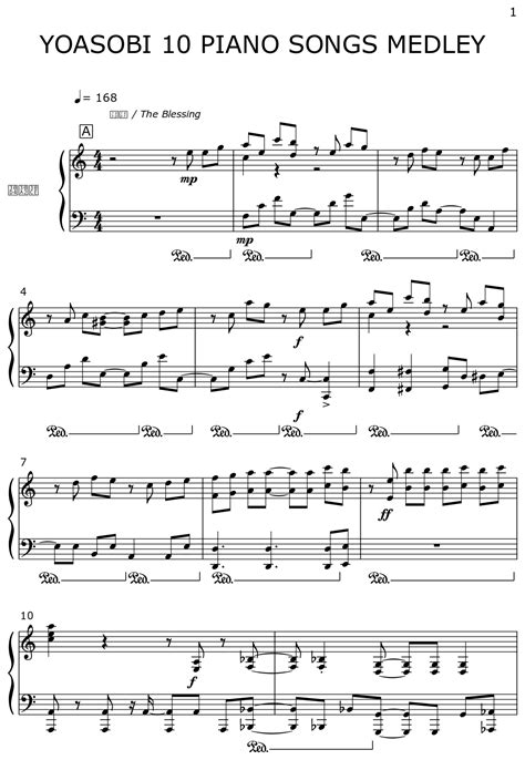 Yoasobi Piano Songs Medley Sheet Music For Piano