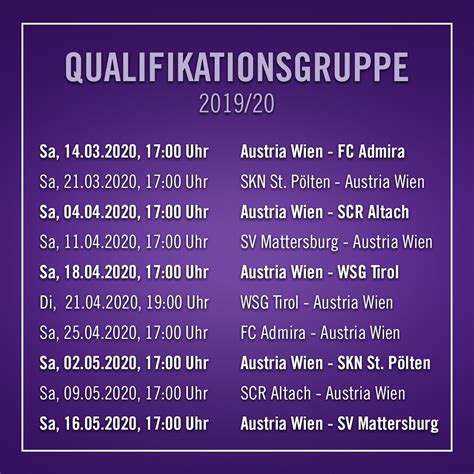 Austria Wien Spielplan Der Spielplan Fur Den Finaldurchgang