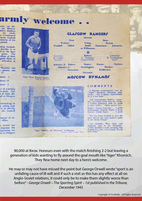 Moscow Dynamos Tour 1945 - 10 Footballs