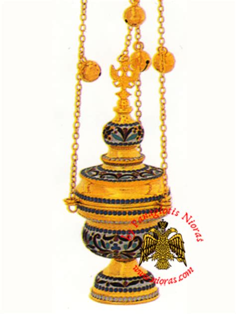 Ecclesiastical Orthodox Censer Plake With Enamel Hand Made Gold Plated