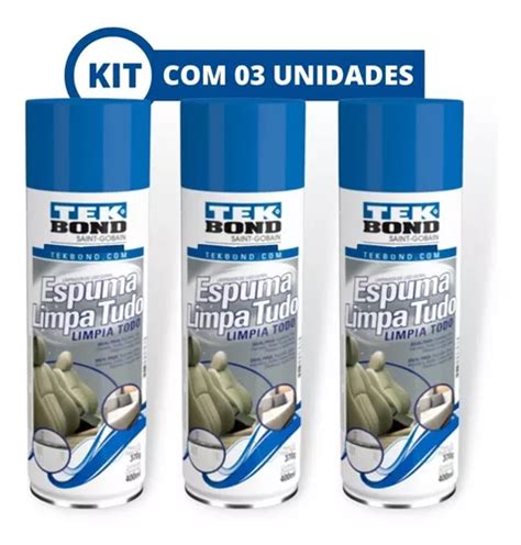 Espuma Limpa Tudo Tek Bond Estofado Carpete Couro Kit C 03