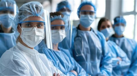 A Group Of Doctors And Nurses Wearing Masks And Personal Protective