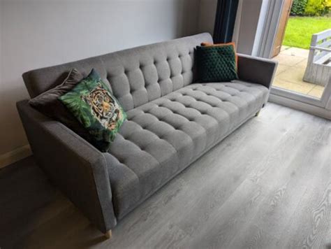 Falslev Jysk Sofa Bed Grey Three Seater Ebay