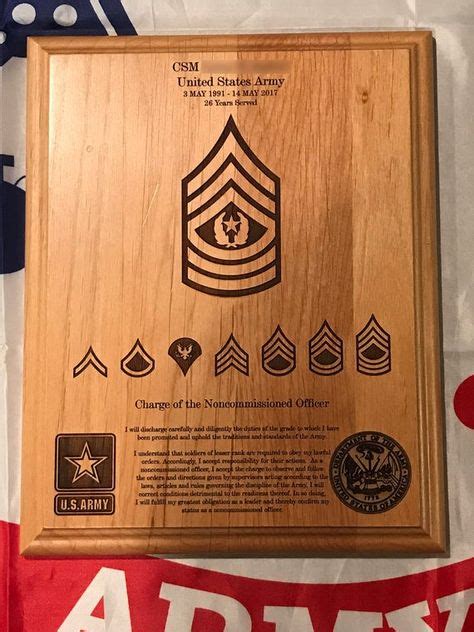 Army Promotion Retirement Plaque Usa Customized And Laser Engraved Red Alder Walnut