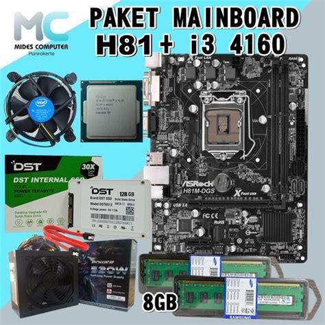 Jual Paket Motherboard Intel H81 Core I3 Fan Ram PSU SSD Siap