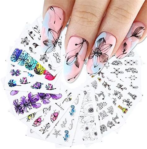 S A V I Sheets Of Diy Nail Art Water Transfer Decals Flower Series