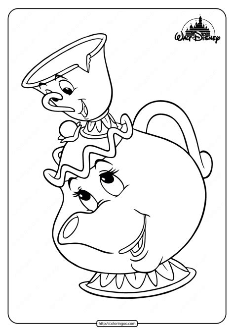 Free Printable Mrs Potts and Chip Coloring Pages