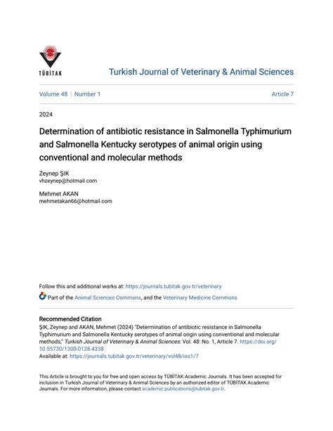 Pdf Determination Of Antibiotic Resistance In Salmonella Typhimurium