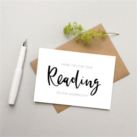 Thank You Wedding Reading Card Thank You For Doing A Reading Etsy