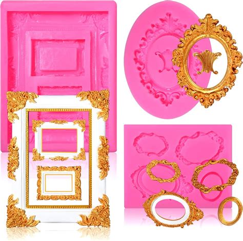 SAKOLLA Photo Frame Fondant Mold 3 Pack Picture Frames Silicone Mold