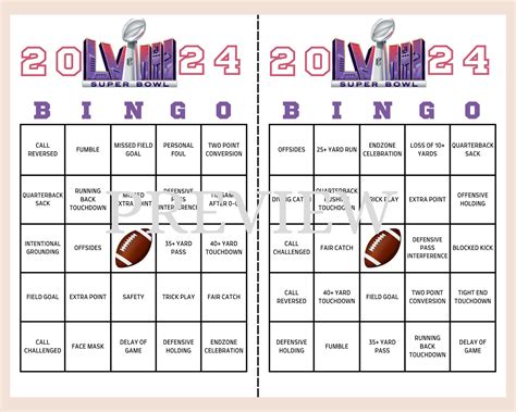 Superbowl Bingo 2024 30 Printable Bingo Cards Superbowl Party Games