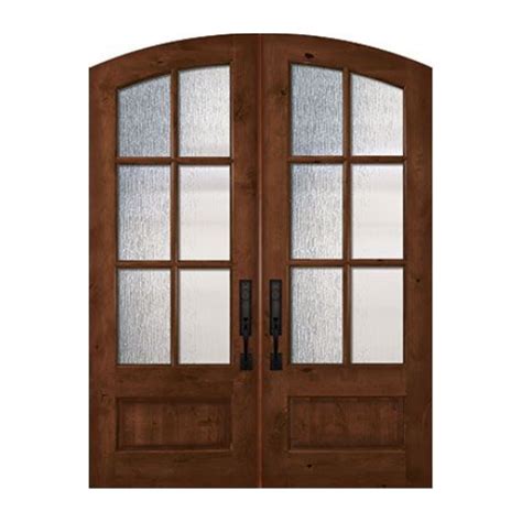 Lite Over Panel Farmhouse Knotty Alder Exterior Double Door Slabs