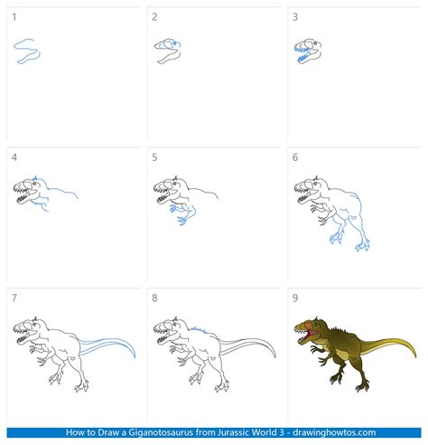 How To Draw A Giganotosaurus Easy Step By Step Easy Drawing Guides