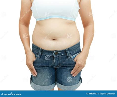 Abdominal Surface Of Fat Woman On White Background Royalty Free Stock