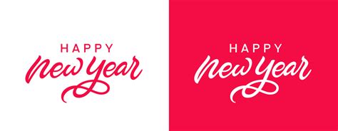 Happy New Year Handwritten Holiday Text Hand Lettering Vector