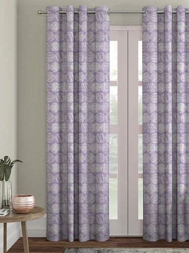 Polyester Eyelet Houzzcode Textured Dots Purple Printed Curtain For