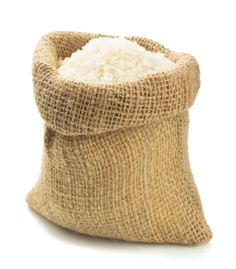 Premium Photo Rice In Sack Bag On White