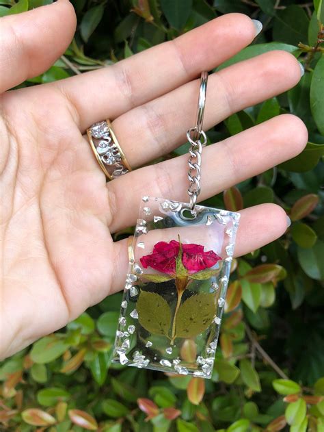 Flowers Keychain Custom Keychain Uv Resin Keychain Etsy