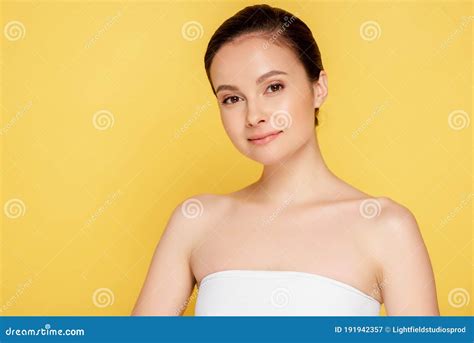 Cheerful Beautiful Brunette Woman With Perfect Stock Image Image Of