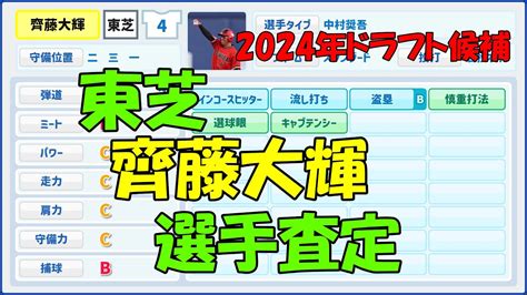 【パワプロ風査定】齊藤大輝【2024年ドラフト候補】 Youtube