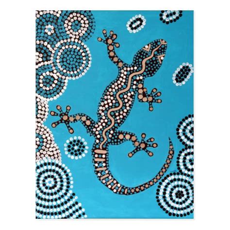 Aboriginal Art, Gecko, Punktmalerei, Dot-Painting Postcard | Zazzle