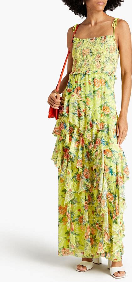 Alice Olivia Jocelyn Ruffled Floral Print Broderie Anglaise Maxi