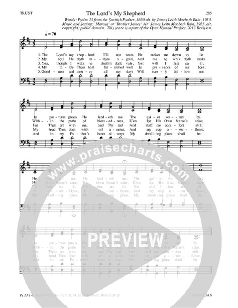 The Lord’s My Shepherd Hymn Sheet (Traditional Hymn) - PraiseCharts