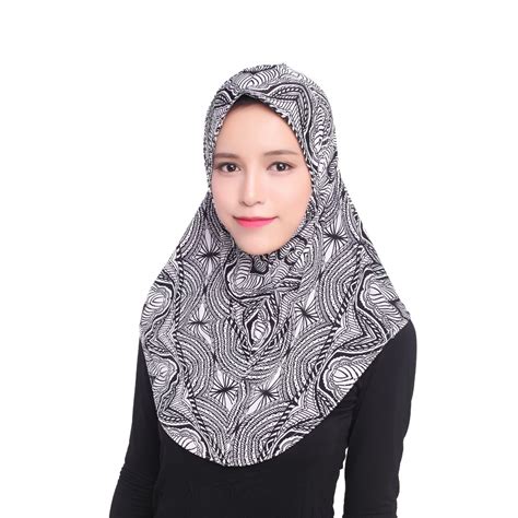 Women Fashion Muslim Head Coverings Printed Pattern Hijab Caps Women ...