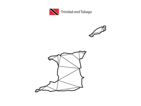 Mosaic Triangles Map Style Of Trinidad And Tobago Isolated On A White