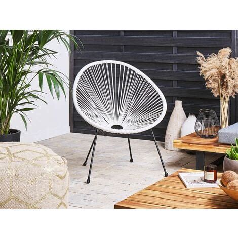 Gartenstuhl Weiß Polyrattan Spaghetti Optik Modern Mexikanischer Stil