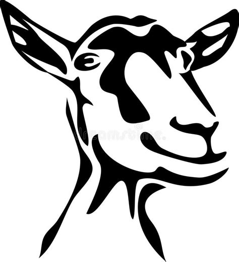 Photo About Stylized Head Of Goat Black And White Illustration