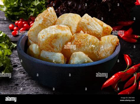 Fried Cassava Yuca Brazilian Food Stock Photo Alamy