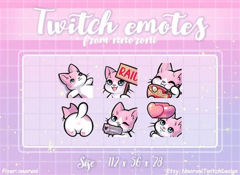 Set White Cat Twitch Emotes Sub Badges Bit Badges Kawaii Cat