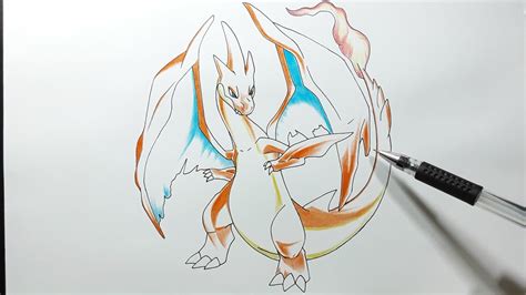 How to draw Mega Charizard Y | step by step | Cách vẽ Pokemon Charizard ...