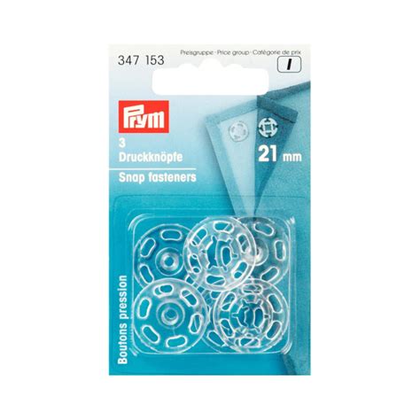 Prym Bouton Pression Plastique Transparent Espace Couture