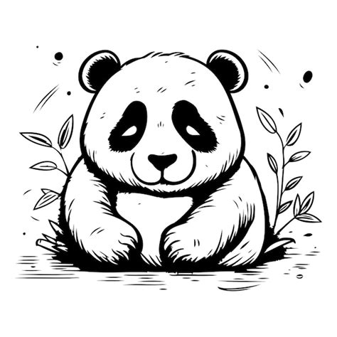 Lindo Oso Panda Sentado En El Suelo Ilustraci N Vectorial Vector Premium