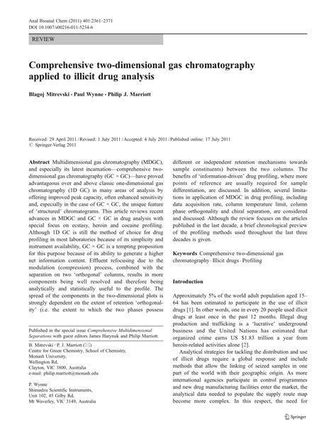 Pdf Comprehensive Two Dimensional Gas Chromatography Applied To