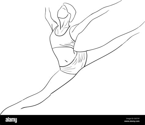 Simple outline vector silhouette dancing girl ballerina Stock Photo - Alamy