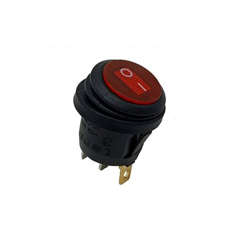 Switch On Off 3P 12V Rojo 2 Golpes Encauchetado Anfibio Totus Autopartes