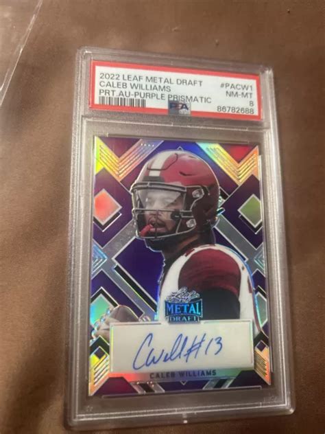 CALEB WILLIAMS 2022 Leaf Metal Draft Auto PRT AU Violet Prismatic PSA