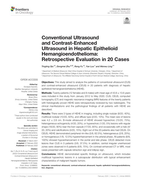 PDF Conventional Ultrasound And Contrast Enhanced Ultrasound In