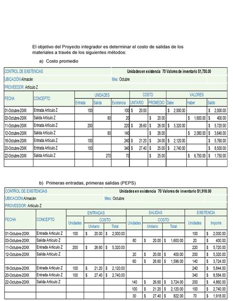 Contabilidad De Costos Actividad 4 Proyecto Integrador Etapa 1