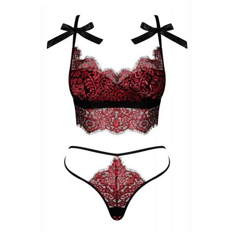 Ensemble 2 Pièces Bralette Et String Rouge Obsessive Lemon Curve