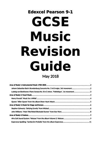 Gcse Music Revision Guide For 9 1 Edexcel Pearson Exam Teaching Resources