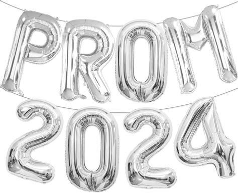 Prom 2024 Balloons Silver 16 Inch Prom 2024 Party