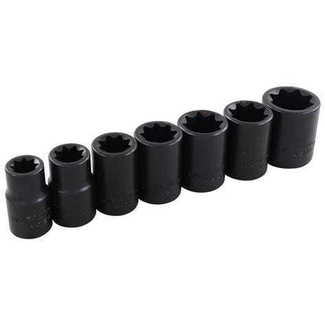 12 Dr 7 Piece 8 Point Standard Sae Double Square Impact Socket Set